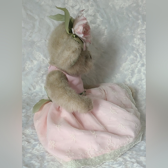 The Bearington Collection Teddy Bear -Super Cute 14" Floral Bear Dressed in Pink - Picture 2 of 12